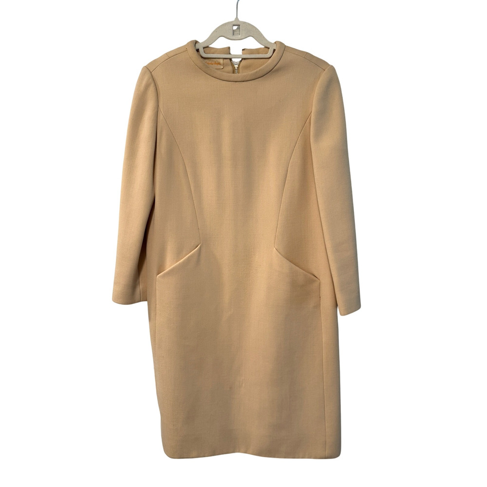 Vintage 60s Mod Wool Shift S Dress Abe Schrader Nicholas Ungár Minimalist Beige